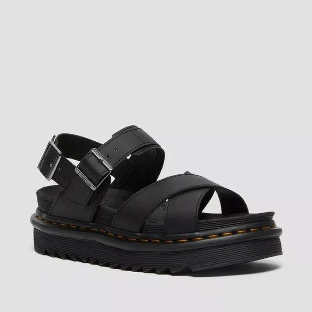 DR. MARTENS Women's Voss II Leather Strap Sandals Size 7 In Black - Picture 6 of 8